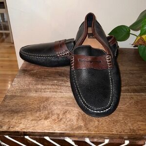 Johnston & Murphy Mens 9.5M Black‎ Leather Driving Moccasins Penny Loafer Casual